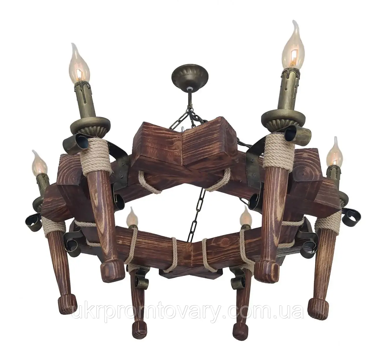 Люстра підвісна дерев'яна свічки Best Lustra LPR-20110/6P Коричневий/Бронзовий — купити в Києві, Україні,