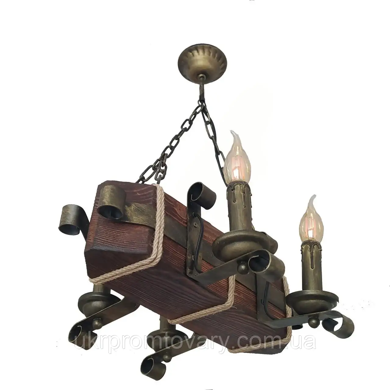 Люстра підвісна дерев'яна свічки Best Lustra LPR-20103/4P Коричневий — купити в Києві, Україні, доставка