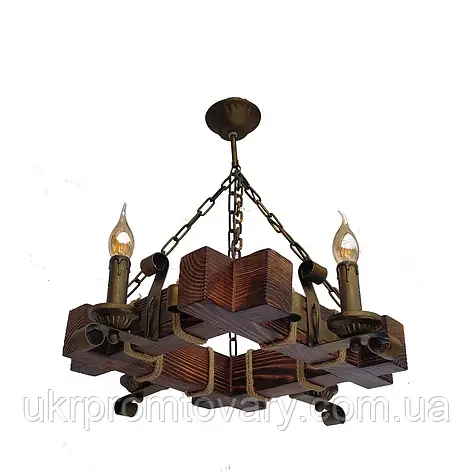 Люстра підвісна дерев'яна свічки Best Lustra LPR-20102/4 Коричневий — купити в Києві, Україні, доставка, фото 1
