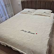 Велюрова постільна білизна Моніка Півтораспальний Світлий Бежевий, фото 2