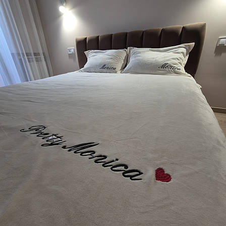 Велюрова постільна білизна Моніка Євро Кремовий, фото 1