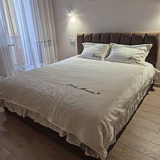 Велюрова постільна білизна Моніка Двоспальний Кремовий, фото 3