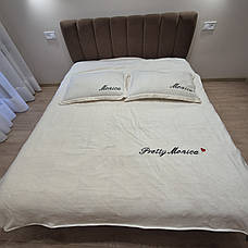 Велюрова постільна білизна Моніка Євро з простинею на резинці Кремовий, фото 4