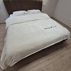 Велюрова постільна білизна Моніка Двоспальний Кремовий, фото 2