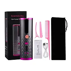 ОЧЕНКА! Бездротова плойка для завивання волосся Ramindong RD-060 Сіра з рожевим (Плохе паковання 3039), фото 4