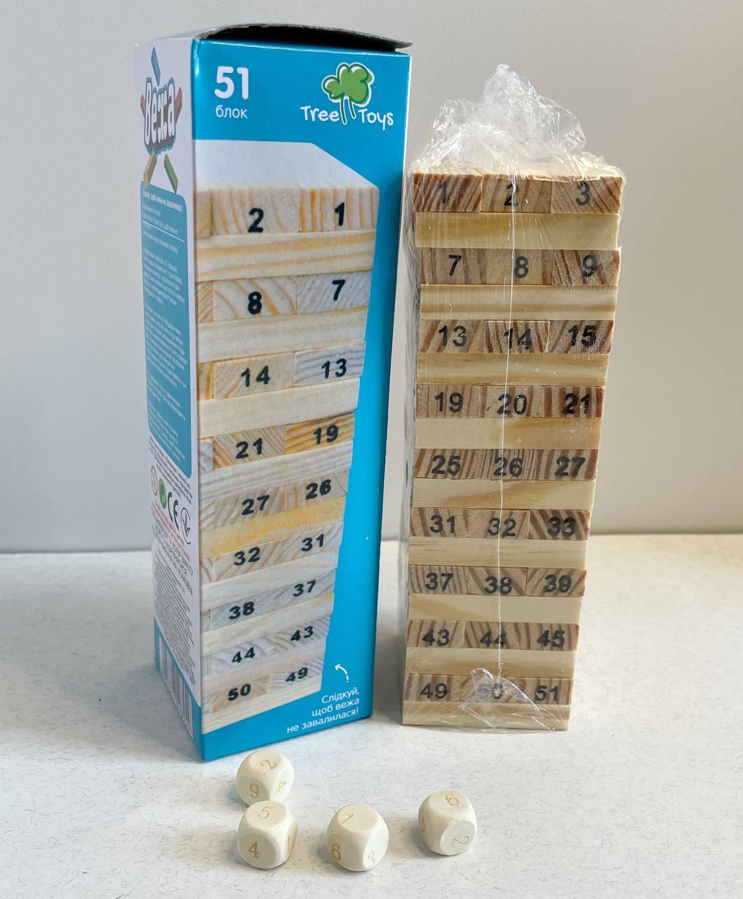 Настільна гра Башта (міні) з цифрами (джанга, дженга, башня), фото 1