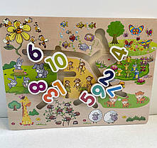 Дерев'яна іграшка Логічний лабіринт проведення/Дівча Іграшка Логічна лабіринт MD 2204 Цифри