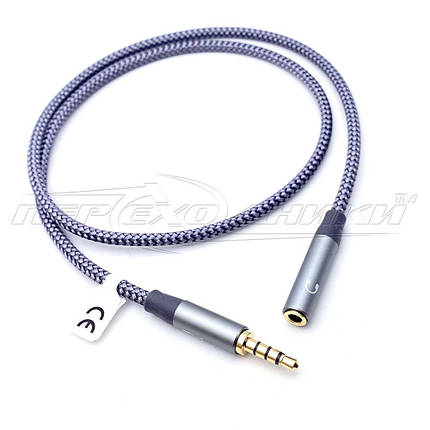 Перехідник 3.5 мм штекер 4 pin (комбо) на гніздо 3.5 мм (стерео) - навушники, 0.6 м, фото 1