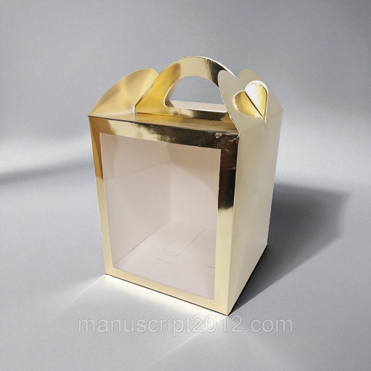 Коробки для паски, панетона, пряникового будиночка, подарунка (160х160х190мм.) золота