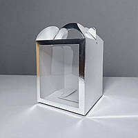 Коробки для паски, панетона, пряникового будиночка, подарунка (160х160х190мм.) срібна