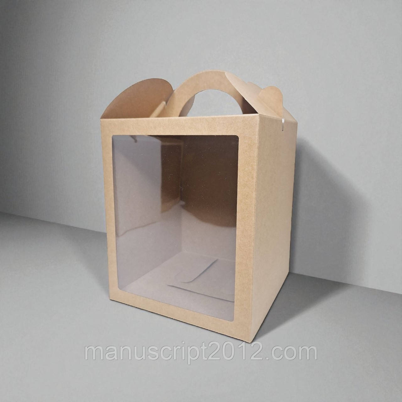 Коробки для паски, панетона, пряникового будиночка, подарунка (160х160х190мм.) крафт, фото 1