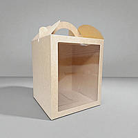 Коробки для паски, панетона, пряникового будиночка, подарунка (160х160х190мм.) крафт світла