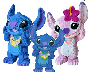 Конструктор Стіч 3D синього кольору 65 см Magic Blocks, дитячі конструктори Стіч 3D