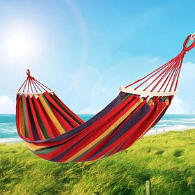 Мексиканський бавовняний гамак із планкою для відпочинку, міцний, із сумкою, до 150 кг 80 х 200 см