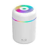 Міні зволожувач повітря H-02 з RGB підсвіткою, 300 мл, білий