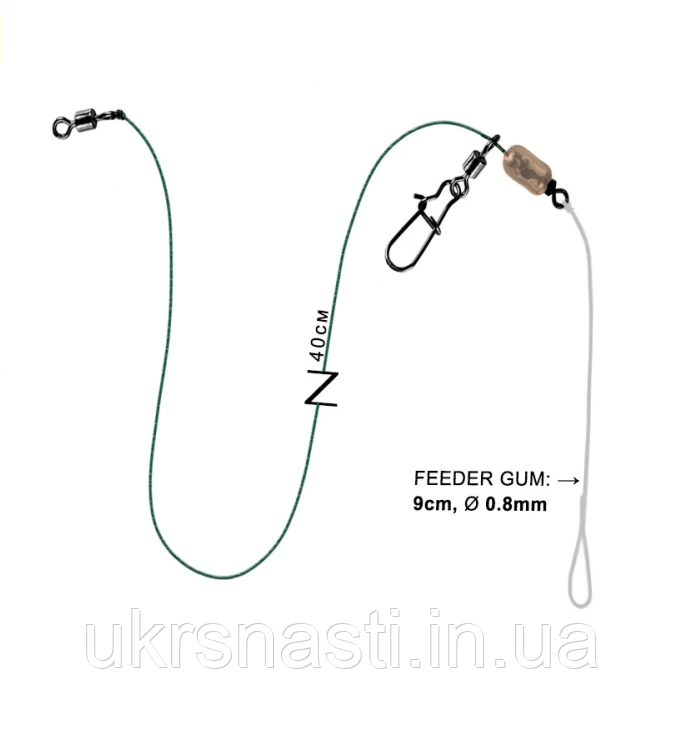 Рибальська фідерна снасть ін-лайн 1 шт. 0,8 снасть для фідера оснастка інлайн, фото 1