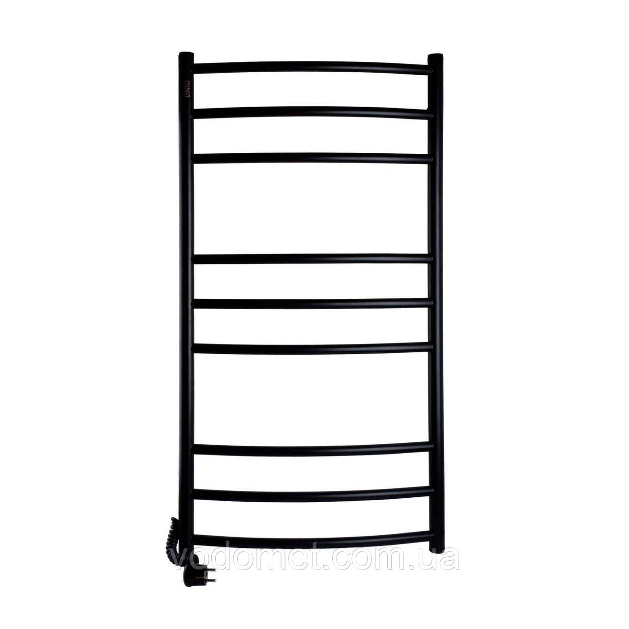 Рушникосушарка UNIO LDE EL 1000-500-9 BLK Драбинка Дуга Еліт електро чорна - 9133-01, фото 1