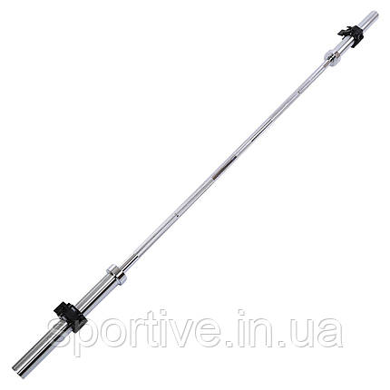 Гриф для штанги сталевий хромований Олімпійський прямий із замками довжина 2,18 м ø 50 мм SHUANG CAI SPORTS, фото 1