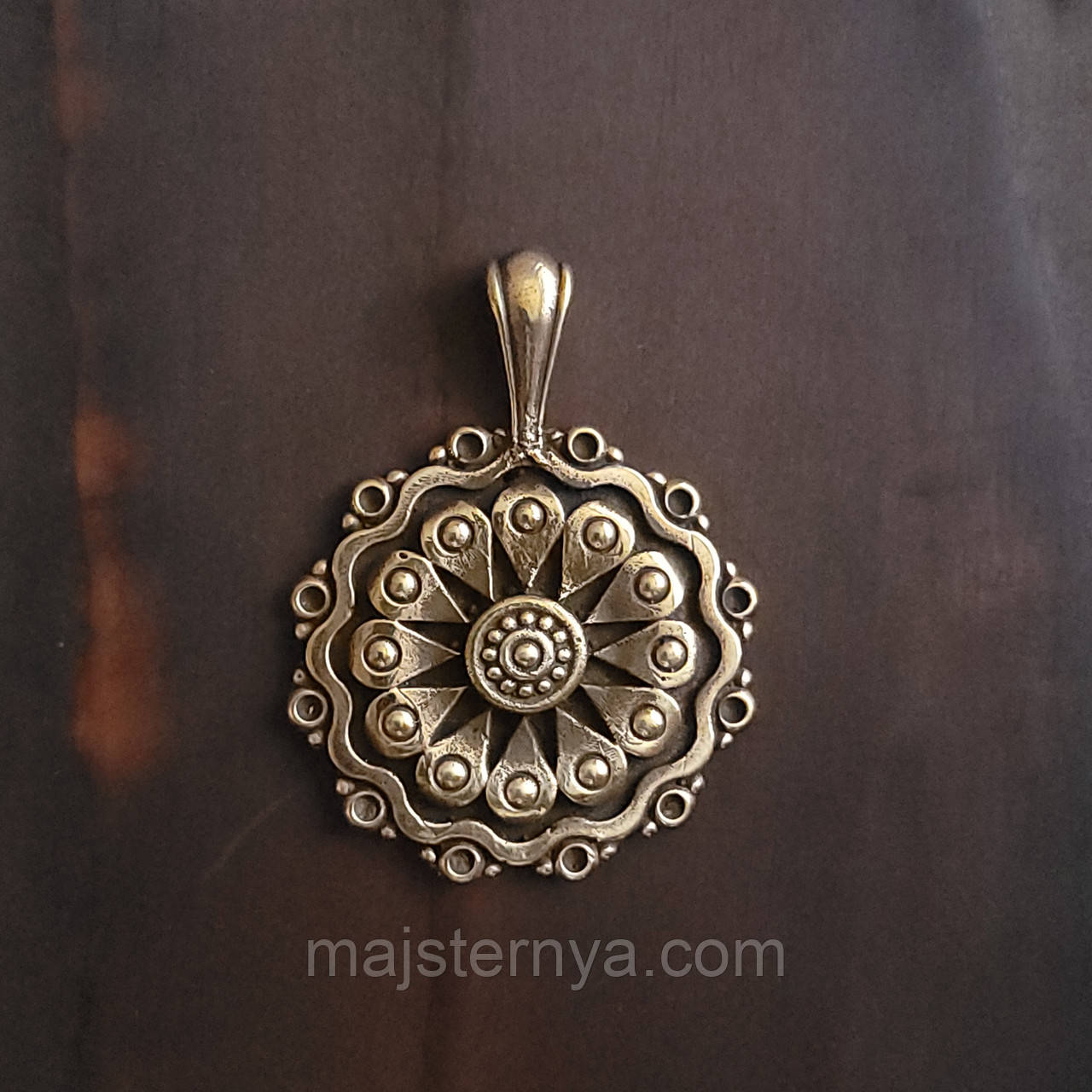 Литий латунний кулон з квітковим орнаментом M011 – підвіска ручної роботи з латуні Pandora для етнічних прикрас
