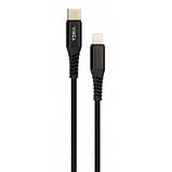 Дата кабель USB-C to Lightning 1.0m 3A 18W nylon braided black, фото 3