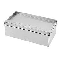 Розетковий люк підлоговий LIVOLO срібний, вбудований невидимий прихованого монтажу, пустий корпус на 4 модулі (без розеток) для