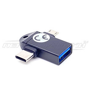 Перехідник OTG (2 in 1) type C + micro Usb to USB 3.0 (мама), фото 2