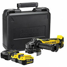 Шліфмашина кутова безщіткова акумуляторна FATMAX V20, 125мм, 9000 об/хв, 2 акб 4А+кейс