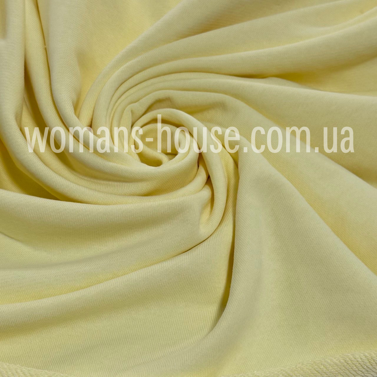 Тканина тринитка Діагональна петля без начісу бавовну Туреччина 180 см Ніжно Жовтий, фото 1