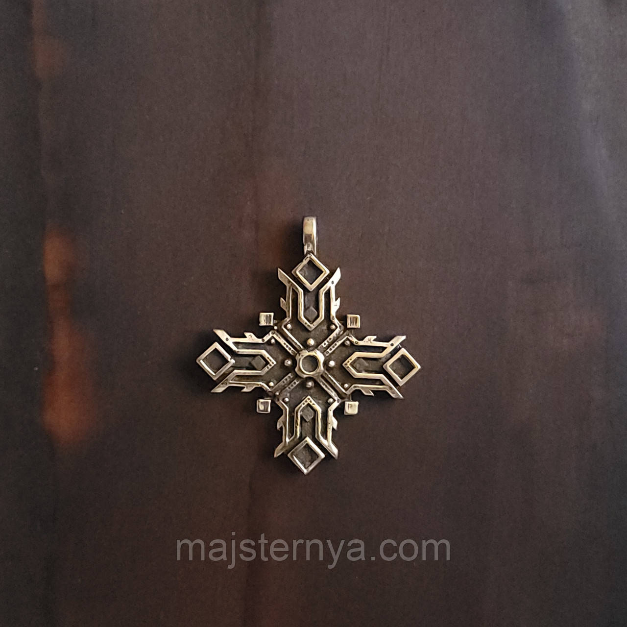 Хрестик латунний M027 - традиційний латунний хрестик для зґарди, литво з орнаментом 34