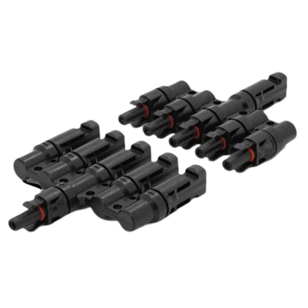 Кабельний розгалужувач п'ятиконтактний коннектор MC4-5T 30A 1000В із захистом IP67 Чорний