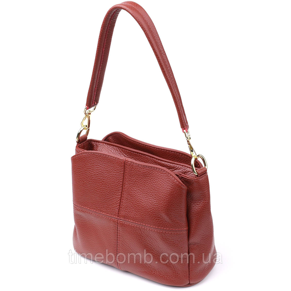 Жіноча шкіряна сумка з трьома секціями Vintage 22981 Червоний