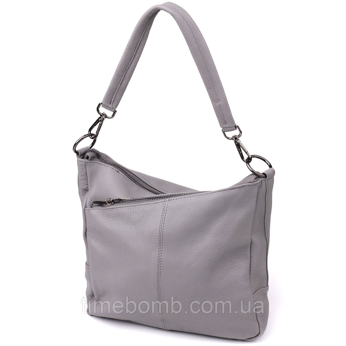 Жіноча сумка з двома ремінцями із натуральної шкіри Vintage 23054 Сірий, фото 1