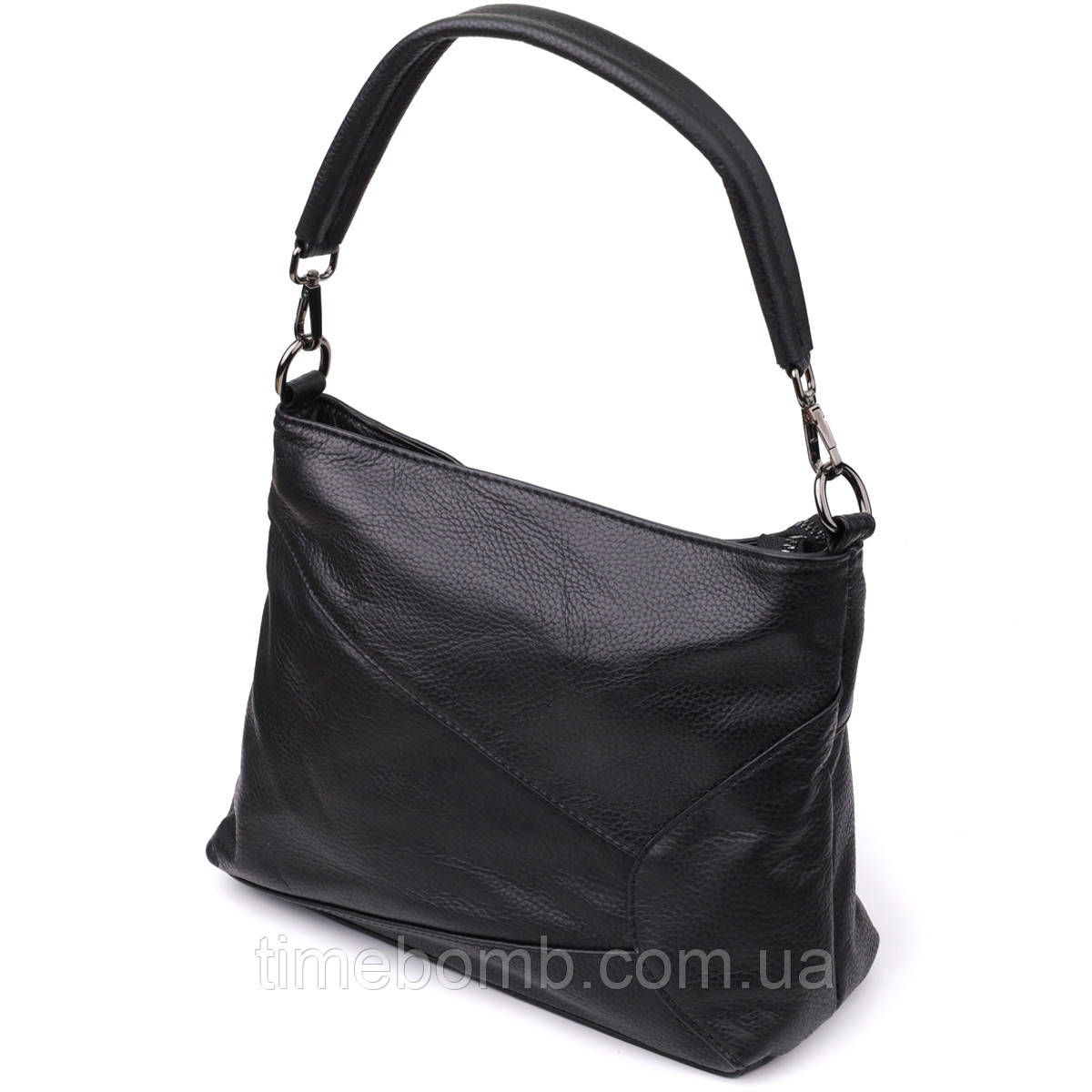 Невелика жіноча сумка з двома ремінцями з натуральної шкіри Vintage 23014 Чорний