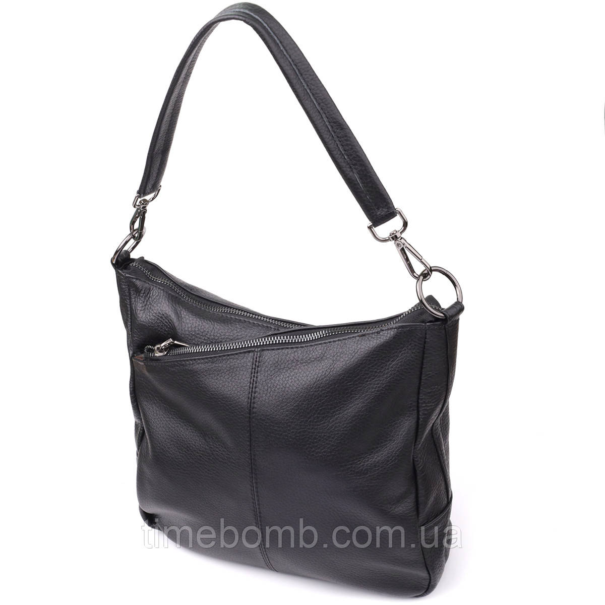 Жіноча сумка з двома ремінцями з натуральної шкіри Vintage 23053 Чорний