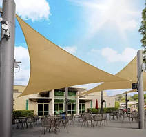 Тент-парус трикутник тіньовий 4х4х4 м Gardlov, навіс від дощу та сонця, Бежевий (23142)