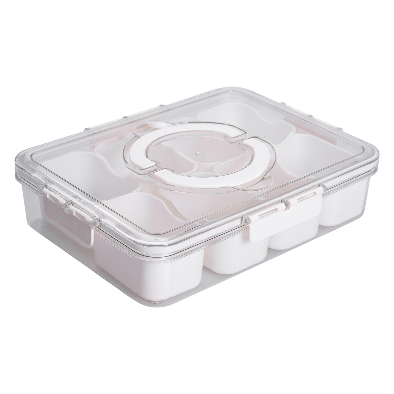 Контейнер для їжі з 8 відсіками 31х24х7 см судок для їжі пластиковий 2.5 л Білий HP-27-3, фото 1