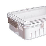 Контейнер для їжі з 2 відсіками 23.5х17х7 см судок для їжі пластиковий 1.4 л Білий HP-27-11, фото 5