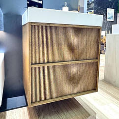 Тумба шпон для ванної 65 см BOA з дизайн-умивальником Fancy Marble