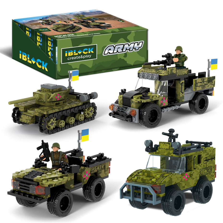 Конструктор IBLOCK Армія, 122-161дет., 4вида,р-р уп-ки 22*4,5*14см /6/48/8шт в кор. 44,2*19,5*14,5см, фото 1