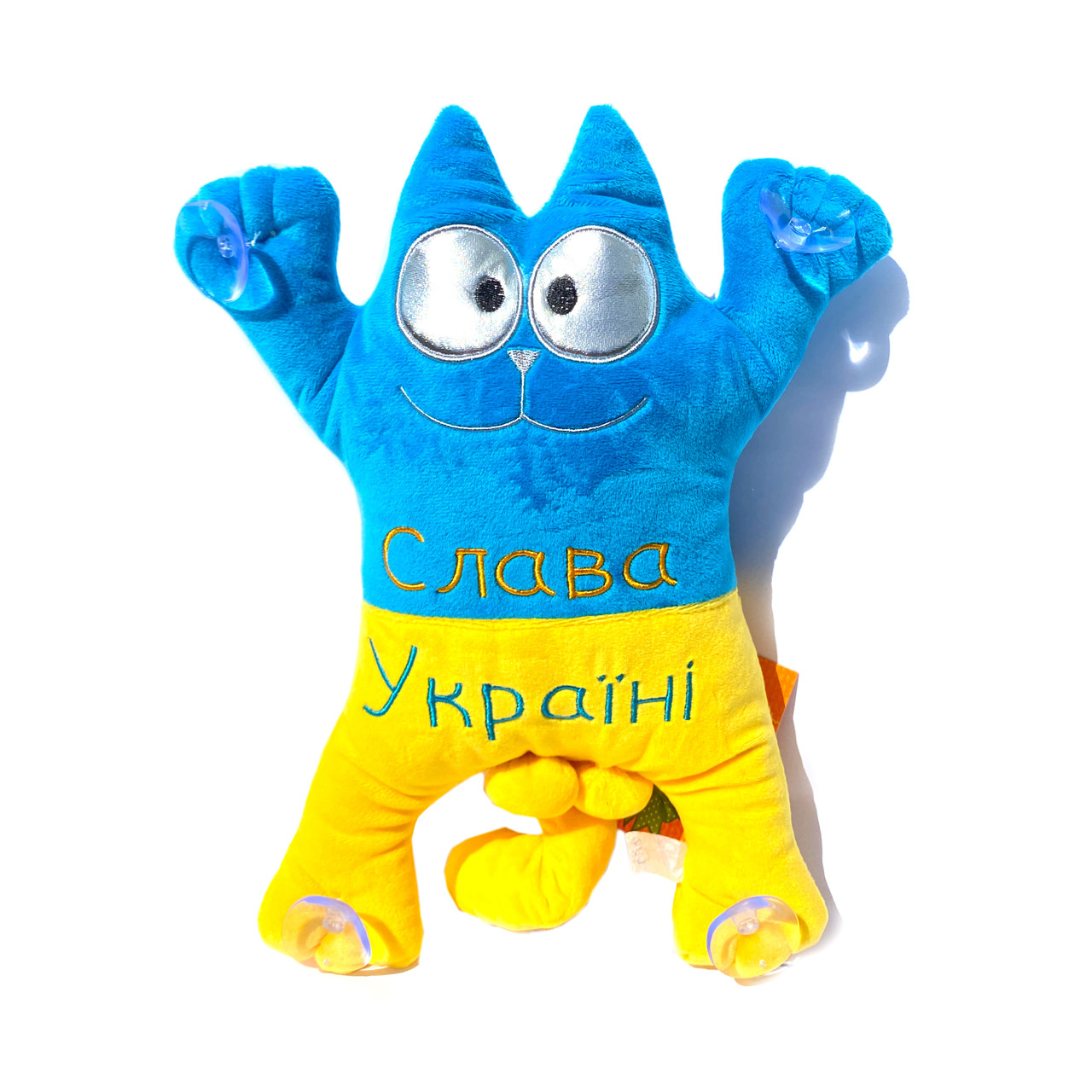 М`яка іграшка Котик 1/5 Слава Україні на присосках в машину 33*24*7 см (00971-4), фото 1