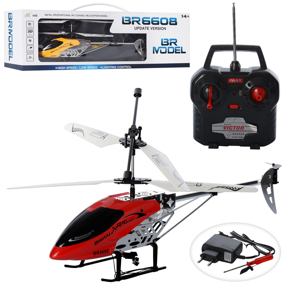 Р/К вертоліт, акум, 43см, світло, гіроскоп, 2 кольори, в кор-ці, 67-22,5-10,5см /12/, фото 1