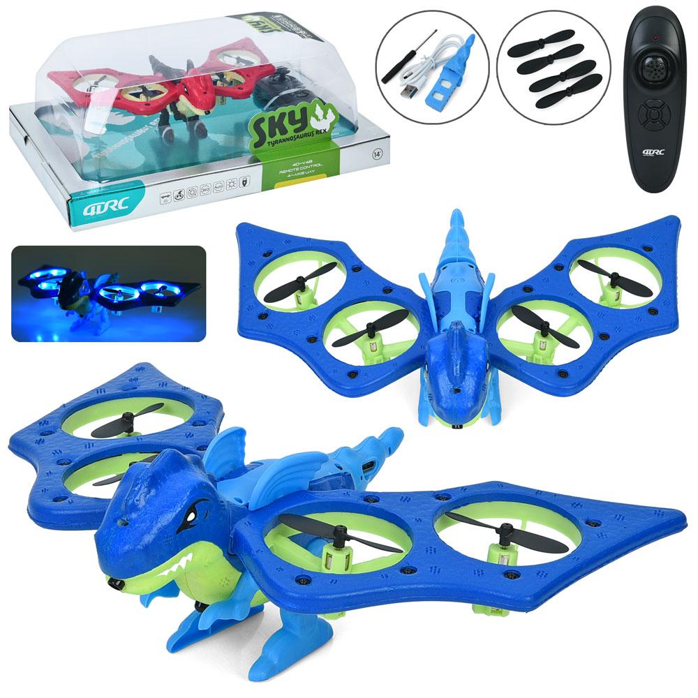 Квадрокоптер р/к, акум, дракон (пластик+пінопласт), 22,5-16-8см, світло,USBзарядне, 2 кольори, у слюді, 33-12-21,5см /6/, фото 1