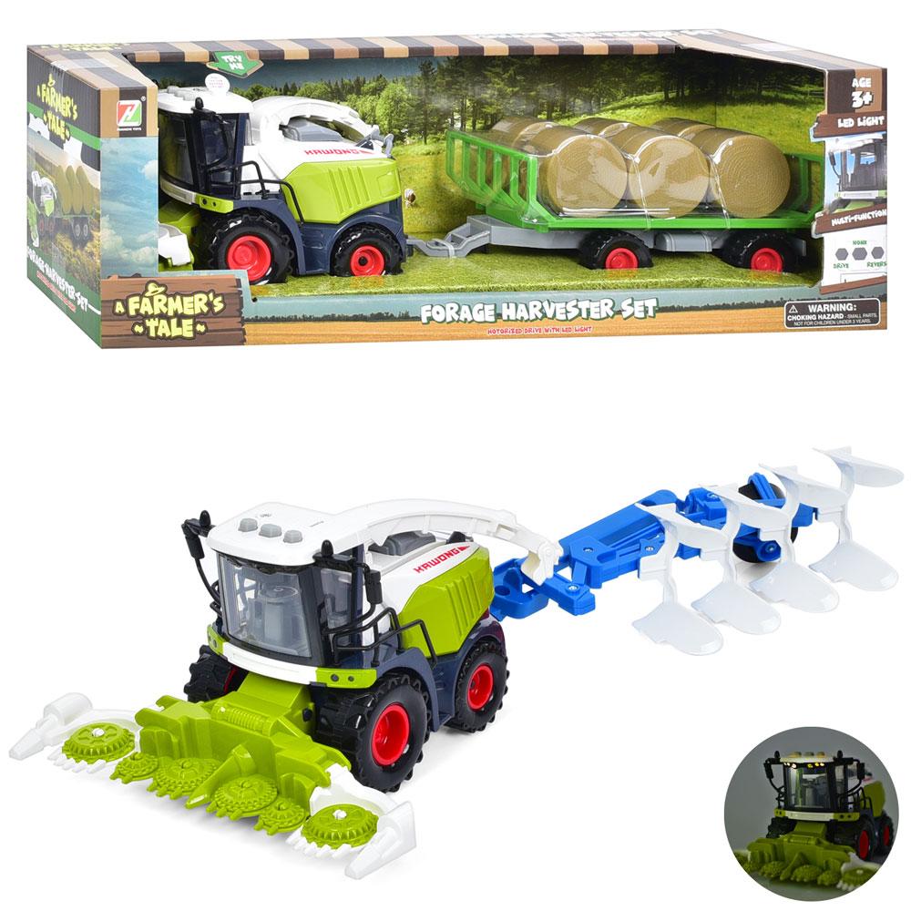 Комбайн інерція, 40см, причіп, звук, світло, рухомі деталі, на бат-ці (табл), 2 види, в кор-ці, 43,5-13-14см /18/, фото 1