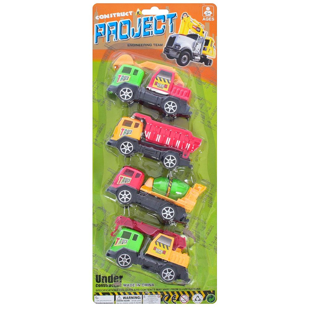 Набір машинок будтехніка 10 см, інерція, 4 види (4 шт), на листі, 37-15-5 см /72/, фото 1