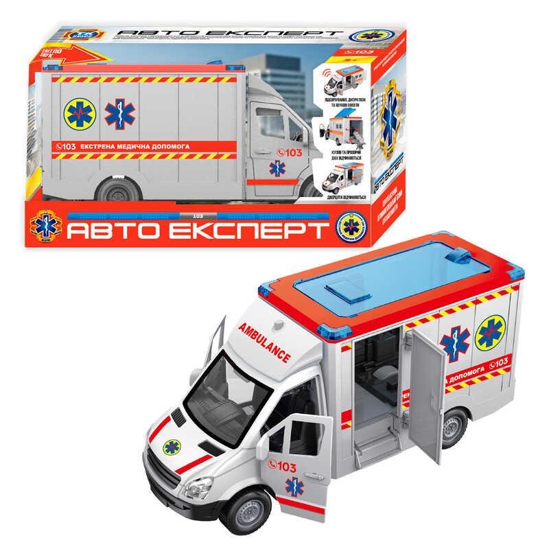 Машинка "Авто Експерт", "Швидка допомога", ОЗВУЧ УКР МОВОЮ, інерція, звук, підсвіч, вірші, пісні, двері, та дах відчиняються, в, фото 1