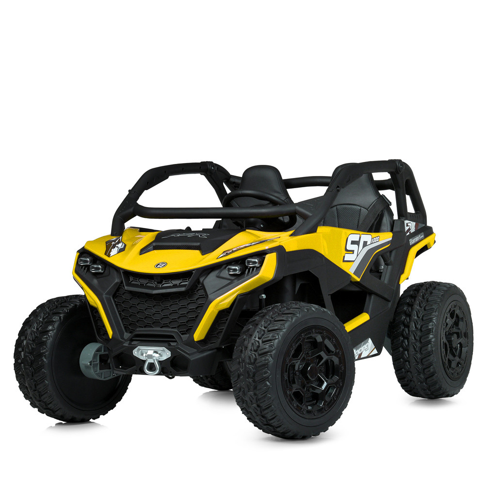 Джип M 6075EBLR-6(24V) (1шт) 2,4 р/к, 1акум24V7AH, 4мотори75W, муз,свiтло, MP3, USB, EVA, TF, шкiра, жовтий, фото 1