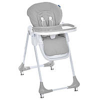 Стільчик M 3233L Light Gray (1шт) для годування, 3 положення спинки та підніжки, 4колеса, корзинка, екошкіра, сірий