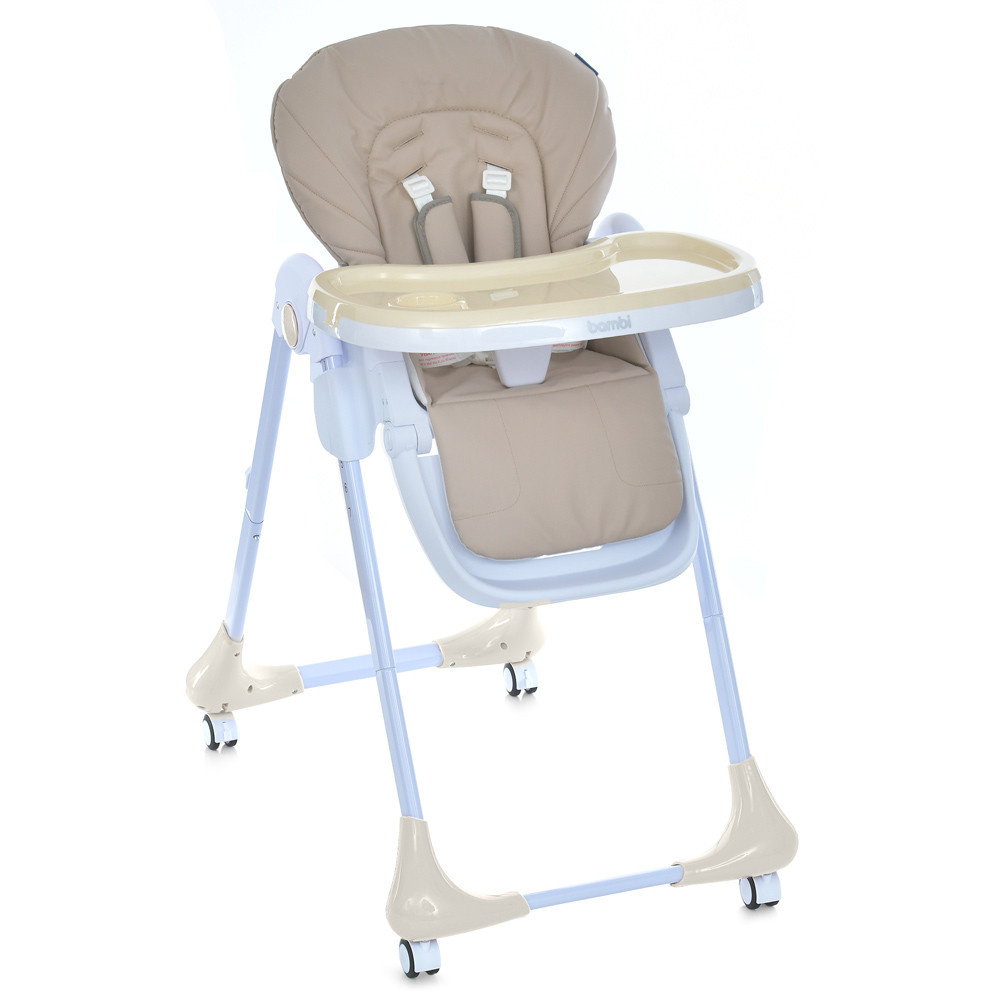 Стільчик M 3233L Taupe Beige (1шт) для годування, 3 положення спинки та підніжки, 4колеса, корзинка, екошкіра,, фото 1