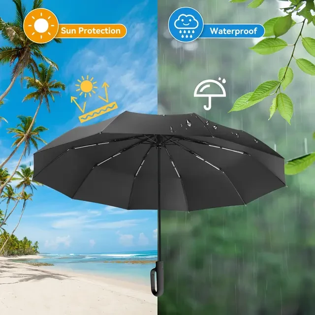 Складна парасоля автомат з кільцевою ручкою — стиль і захист в будь-яку погоду, фото 1