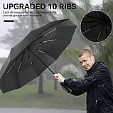 Міцна парасоля автоматична з антивітровими спицями і ручкою-кільцем, фото 3